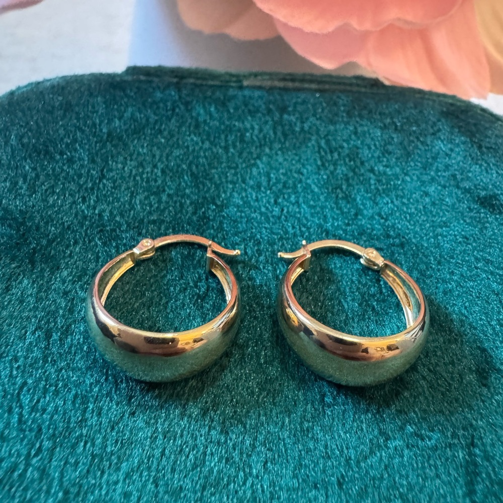 Chunky 18k Real Gold  hoops Earrings not gold plated